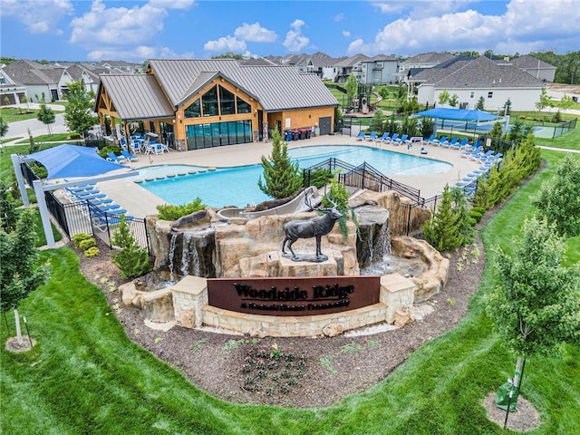130 NW Ambersham Dr, Lees Summit, MO 64081 - community pool with a residential view and a patio