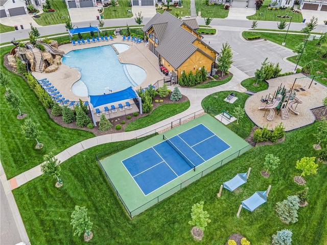 130 NW Ambersham Dr, Lees Summit, MO 64081 - aerial view of a pool area