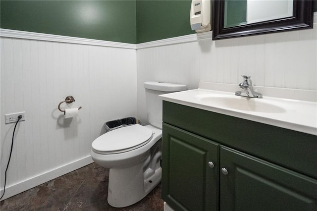 9643 Y Rd, Meriden, KS 66512 - half bathroom featuring vanity and wainscoting