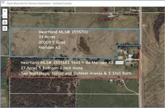 9643 Y Rd, Meriden, KS 66512 - map of property location featuring property boundaries highlighted