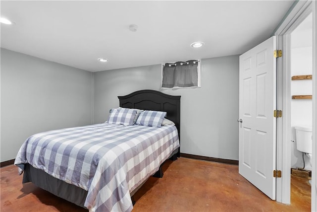 4510 E 113th St, Kansas City, MO 64137 - bedroom with finished concrete flooring and recessed lighting