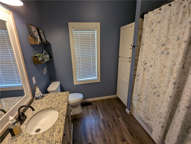 1208 Central Ave, Horton, KS 66439 - full bathroom with vanity, wood finished floors, and a shower with shower curtain