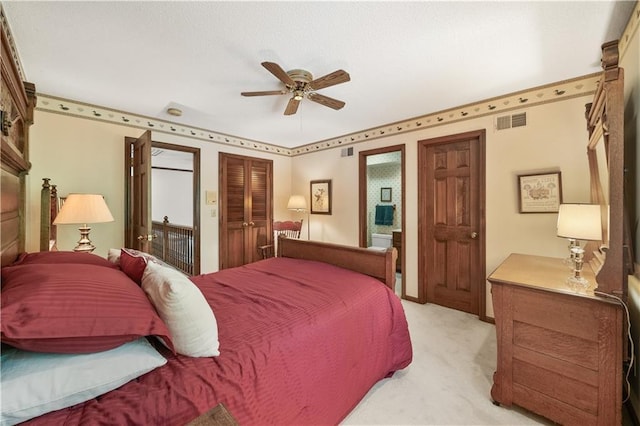 12600 Wenonga Ln, Leawood, KS 66209 - bedroom with light carpet and a ceiling fan