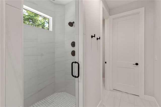 7106 Linden St, Prairie Village, KS 66208 - bathroom featuring a shower stall and baseboards