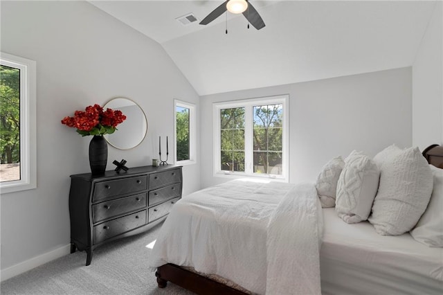 7106 Linden St, Prairie Village, KS 66208 - carpeted bedroom with vaulted ceiling and a ceiling fan