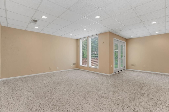 8110 W 144th Pl, Overland Park, KS 66223 - unfurnished room with carpet flooring, a paneled ceiling, and recessed lighting