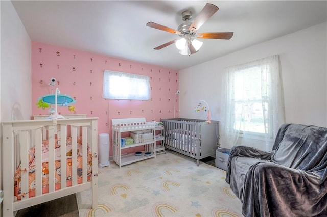 1401 Osage St, Leavenworth, KS 66048 - carpeted bedroom with ceiling fan