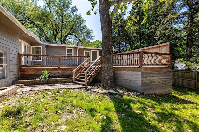 12600 Brooklyn St, Kansas City, MO 64146 - rear view of house featuring a wooden deck