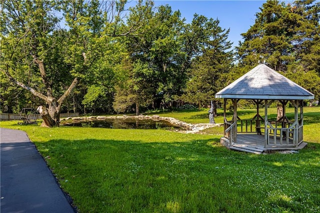 12600 Brooklyn St, Kansas City, MO 64146 - view of grassy yard featuring a gazebo