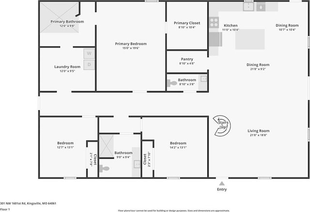 301 NW 1601st Rd, Kingsville, MO 64061 - floor plan / room layout