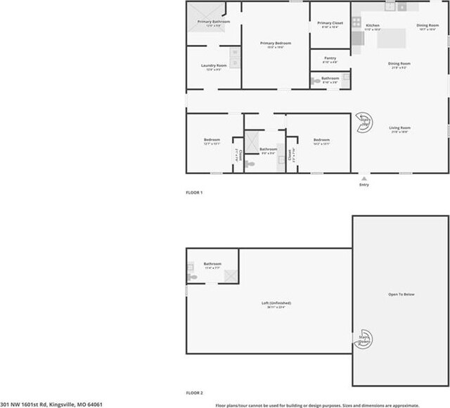 301 NW 1601st Rd, Kingsville, MO 64061 - floor plan / room layout
