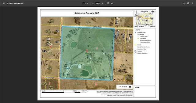301 NW 1601st Rd, Kingsville, MO 64061 - map / location featuring property parcel outlined