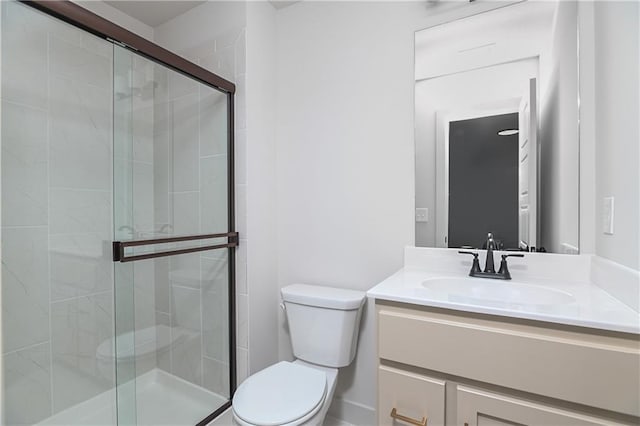 6039 Apache Dr, Shawnee, KS 66226 - full bathroom featuring toilet, vanity, and a shower stall