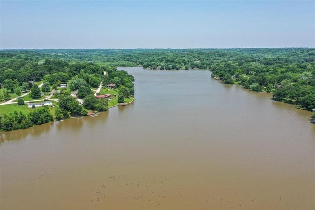 31965 Lakecrest Dr, Excelsior Springs, MO 64024 - drone / aerial view of a heavily wooded area and a nearby body of water