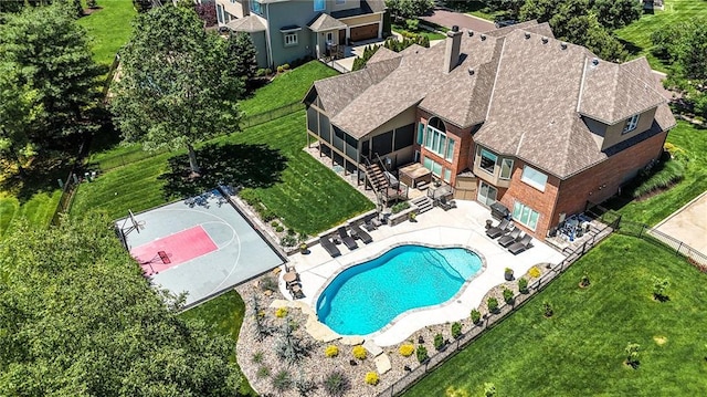 9905 W 144th St, Overland Park, KS 66221 - view from above of property featuring a pool