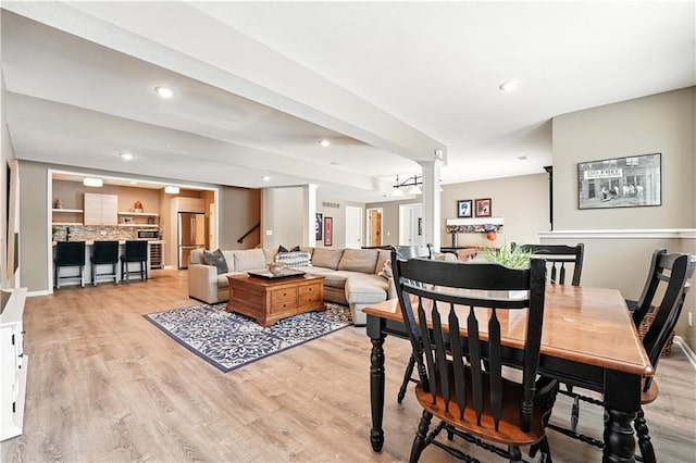 9905 W 144th St, Overland Park, KS 66221 - dining space with light wood-style floors and recessed lighting