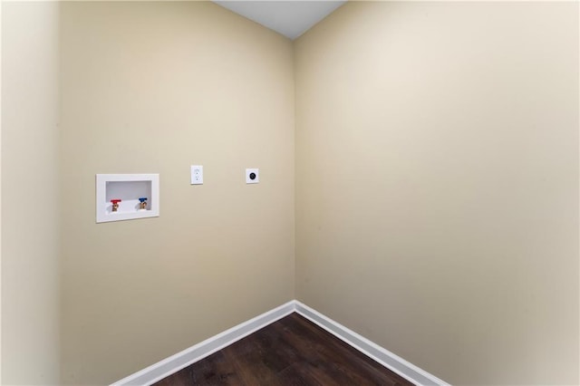 2717 Bales Ave, Kansas City, MO 64128 - laundry area featuring washer hookup, hookup for an electric dryer, and dark wood-style flooring