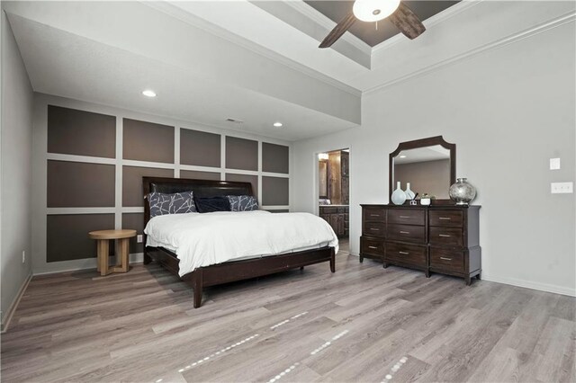 4529 Lakecrest Dr, Shawnee, KS 66218 - bedroom with light wood-style floors, ornamental molding, and recessed lighting