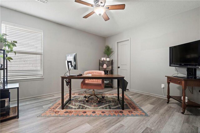 4529 Lakecrest Dr, Shawnee, KS 66218 - home office with ceiling fan and wood finished floors
