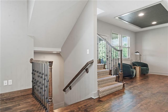 4529 Lakecrest Dr, Shawnee, KS 66218 - staircase with wood finished floors and recessed lighting