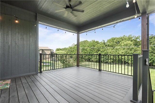 4529 Lakecrest Dr, Shawnee, KS 66218 - wooden terrace with a ceiling fan