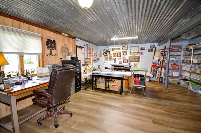 22920 Feaster Branch Rd, Warsaw, MO 64355 - home office featuring wood finished floors and wood walls