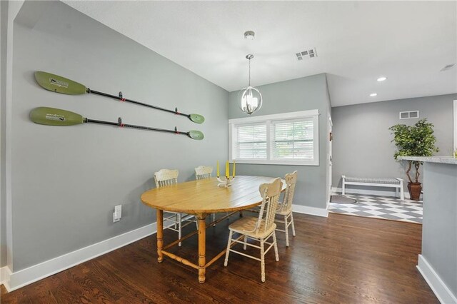 9 P St, Lees Summit, MO 64086 - dining area featuring wood finished floors, a chandelier, and recessed lighting