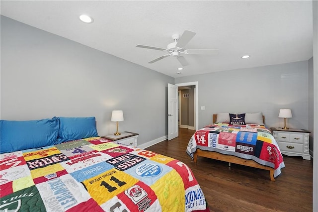 9 P St, Lees Summit, MO 64086 - bedroom featuring wood finished floors, a ceiling fan, and recessed lighting