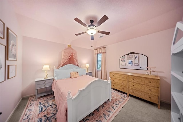 16600 Eby St, Overland Park, KS 66085 - carpeted bedroom featuring lofted ceiling and ceiling fan