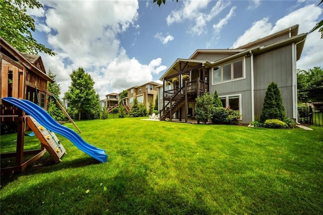 16600 Eby St, Overland Park, KS 66085 - view of yard with a playground and stairs