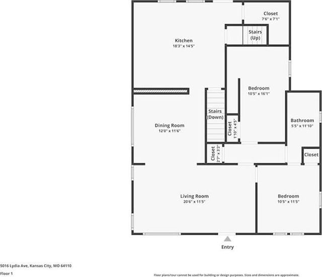 5016 Lydia Ave, Kansas City, MO 64110 - view of home floor plan
