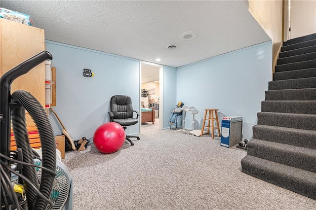 9412 Delmar St, Prairie Village, KS 66207 - rec room featuring a textured ceiling and carpet