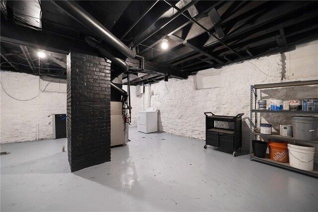 3029 E 7th St, Kansas City, MO 64124 - unfinished basement with washer / clothes dryer and heating unit