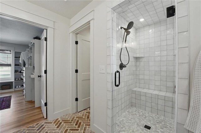 16555 S Lichtenauer Dr, Olathe, KS 66062 - bathroom with brick floors and a shower stall