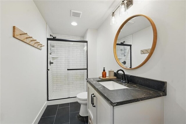 16555 S Lichtenauer Dr, Olathe, KS 66062 - full bathroom with vanity, a stall shower, and tile patterned flooring