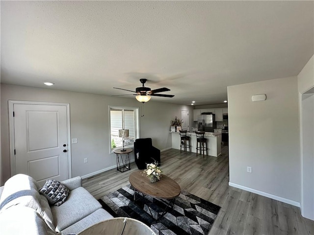 822 Carolina St, Neodesha, KS 66757 - living area featuring light wood finished floors, a ceiling fan, and recessed lighting