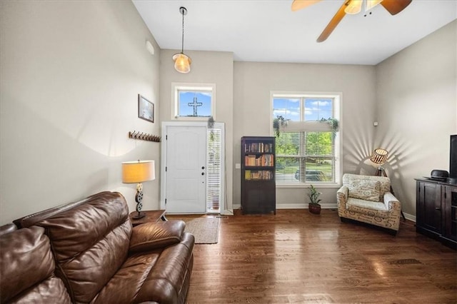 14115 NW 68th St, Parkville, MO 64152 - living room with a ceiling fan and wood finished floors