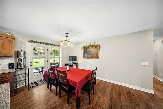 14115 NW 68th St, Parkville, MO 64152 - dining area featuring dark wood finished floors and a chandelier