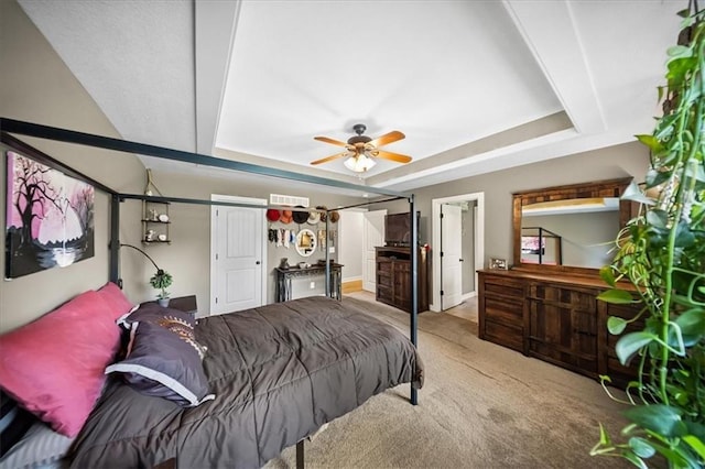 14115 NW 68th St, Parkville, MO 64152 - carpeted bedroom with a raised ceiling and a ceiling fan