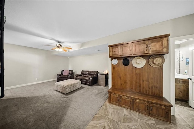 14115 NW 68th St, Parkville, MO 64152 - living room with a ceiling fan and baseboards