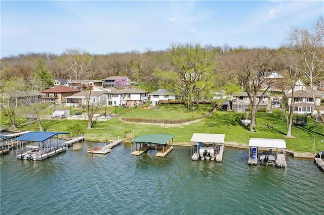 13 P Lake Shore Dr, Lake Lotawana, MO 64086 - dock area with boat lift and a water view