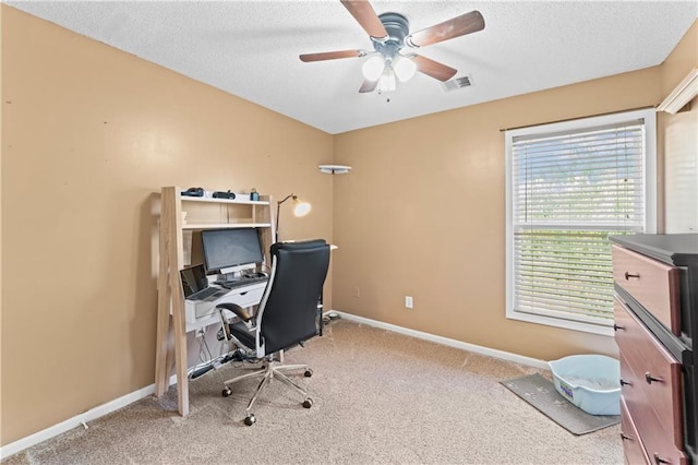 20112 W 220th St, Spring Hill, KS 66083 - office area with ceiling fan, carpet, and a textured ceiling