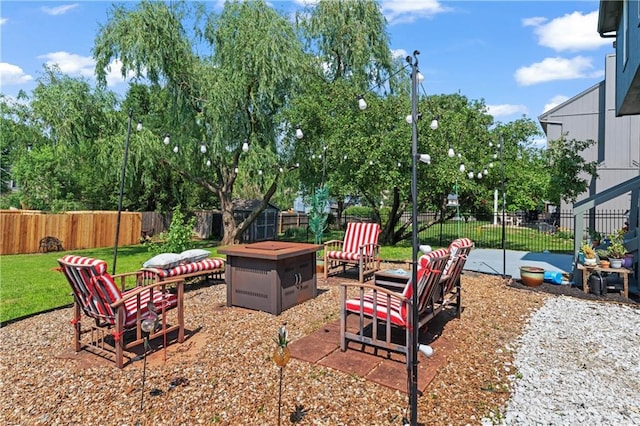 20112 W 220th St, Spring Hill, KS 66083 - fenced backyard with an outdoor fire pit