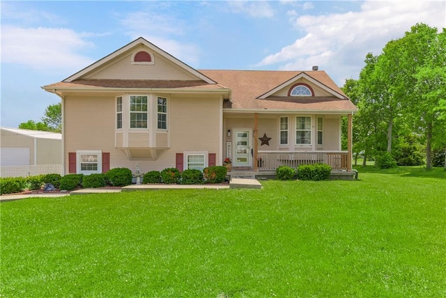 15375 Roger Rd, Leavenworth, KS 66048 - tri-level home with covered porch and a front lawn