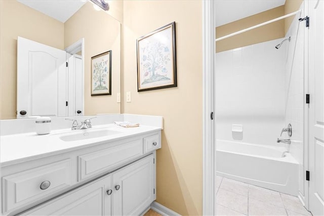 15723 W 61st Ter, Shawnee, KS 66217 - bathroom with vanity, tub / shower combination, and tile patterned floors