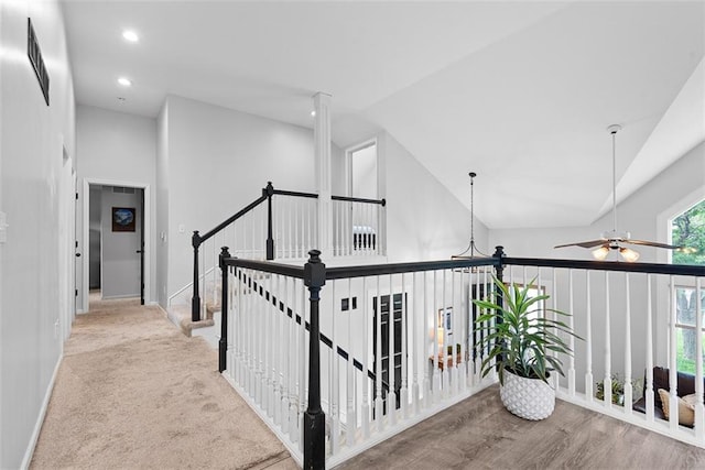 29500 W 184th St, Gardner, KS 66030 - hallway featuring high vaulted ceiling, recessed lighting, and wood finished floors