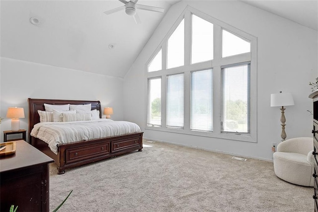 29500 W 184th St, Gardner, KS 66030 - bedroom featuring high vaulted ceiling, light carpet, and ceiling fan