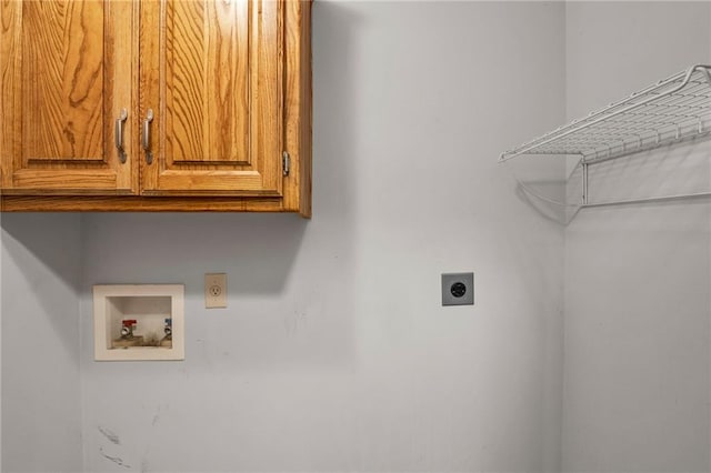 22005 Gracie Dr, Peculiar, MO 64078 - washroom featuring hookup for an electric dryer, washer hookup, and cabinet space