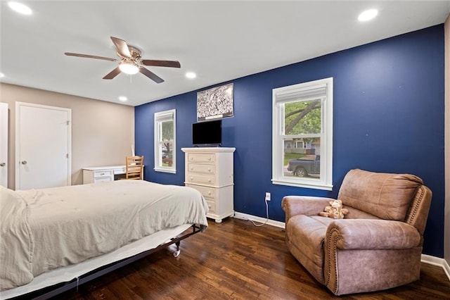 1521 W 22nd St, Lawrence, KS 66046 - bedroom with recessed lighting, wood finished floors, and ceiling fan