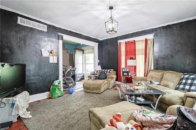 2512 Jules St, Saint Joseph, MO 64501 - carpeted living room with ornamental molding